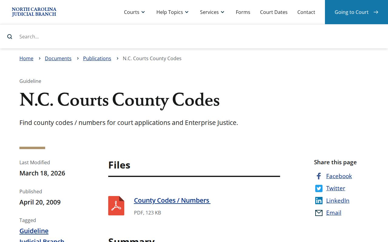 Forsyth County case lookup North Carolina county code reference