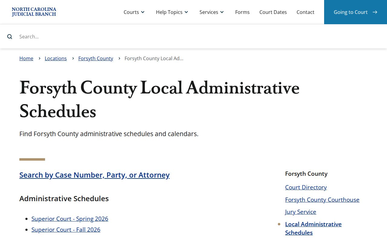 Forsyth County court dates local administrative schedules