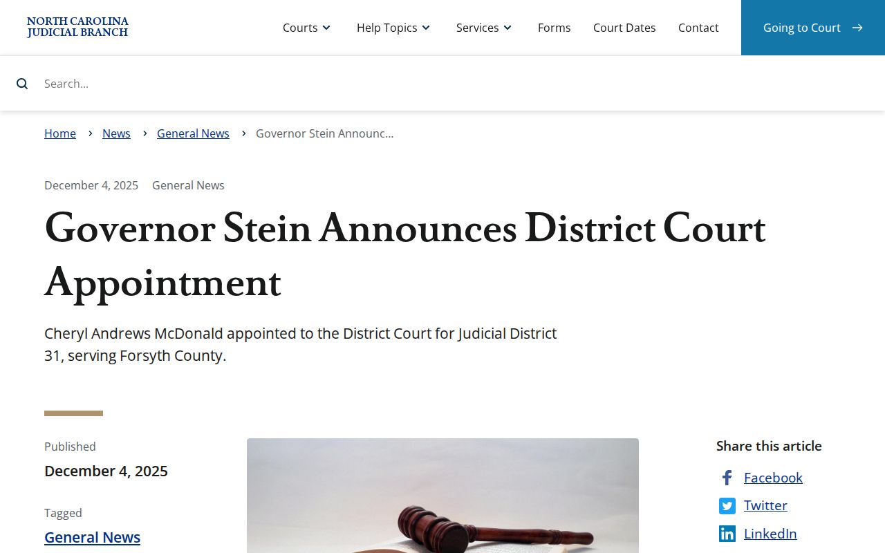 Forsyth County court dates District 31 court notice