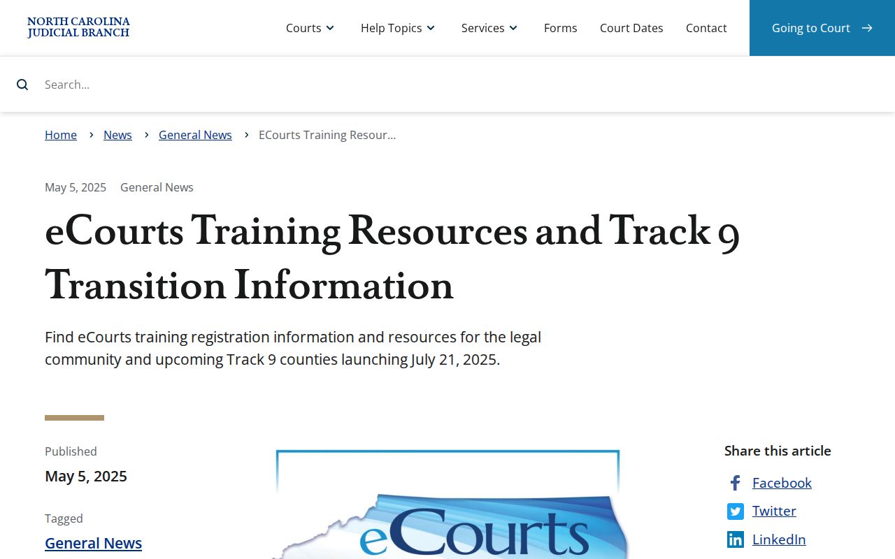 Forsyth County court dates eCourts training resources