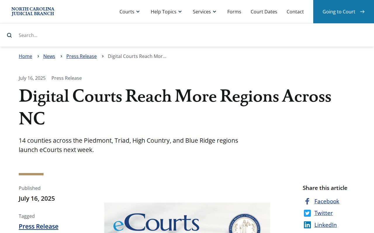 Forsyth County court dates Digital Courts expansion release