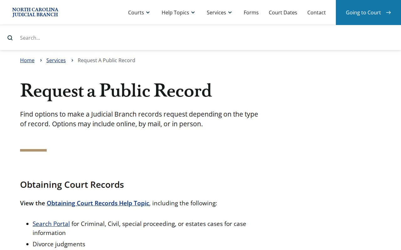 Forsyth County court records North Carolina request a public record service