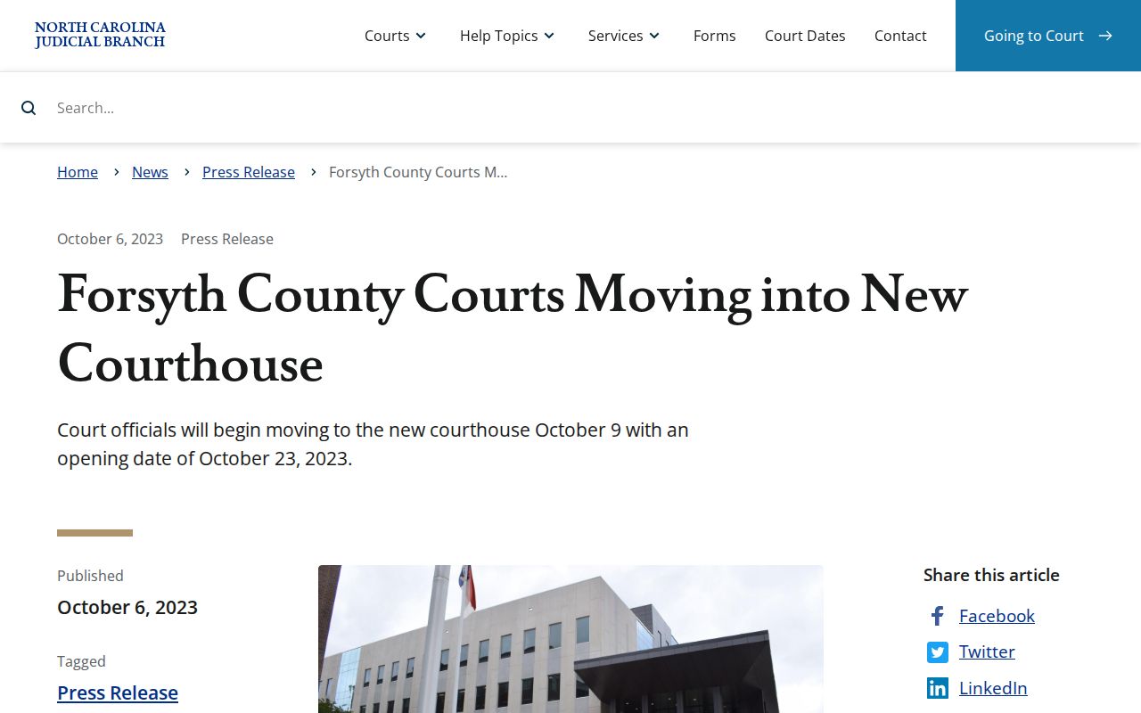 Forsyth County court docket courthouse transition information