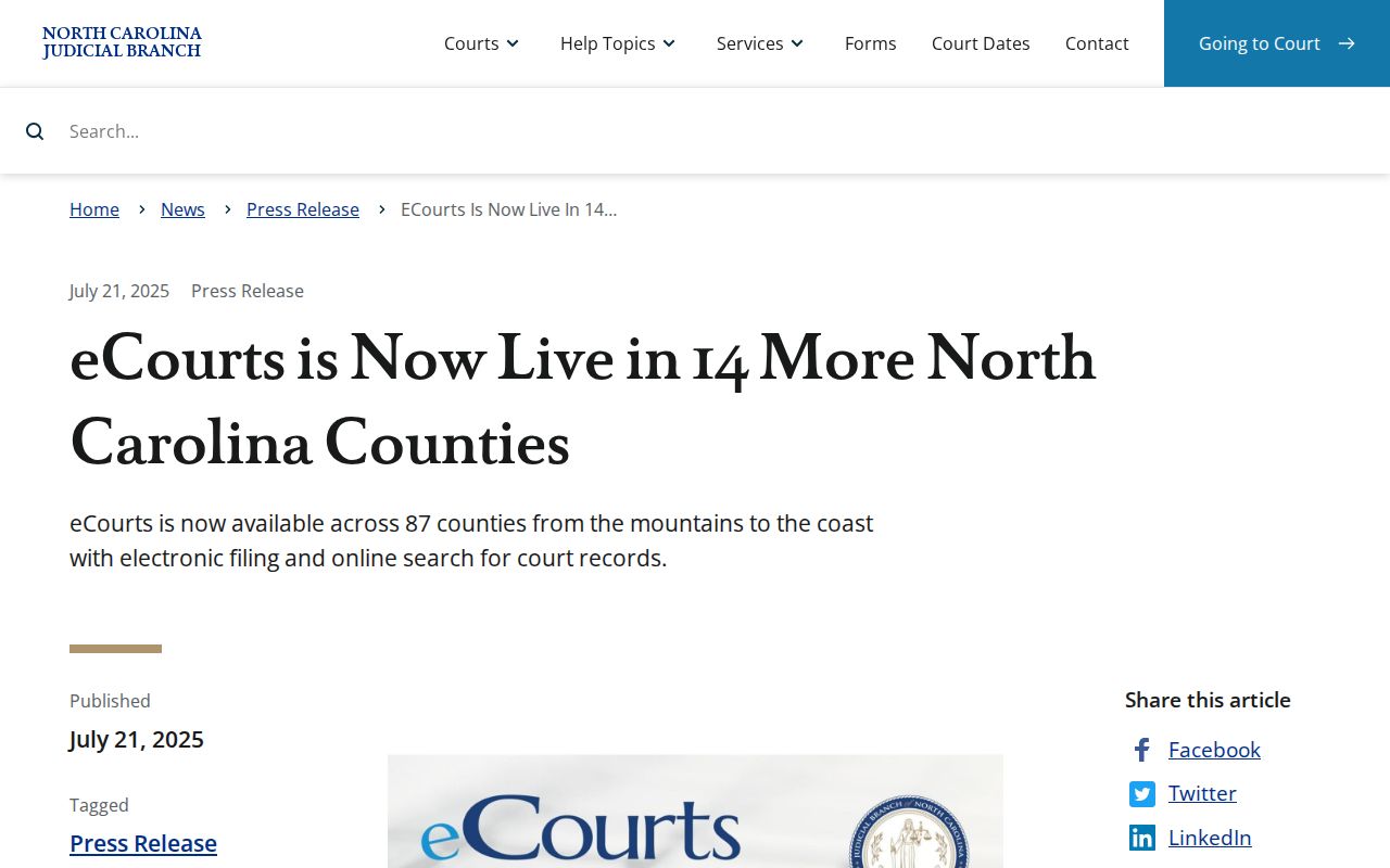 Forsyth County court docket eCourts go-live information