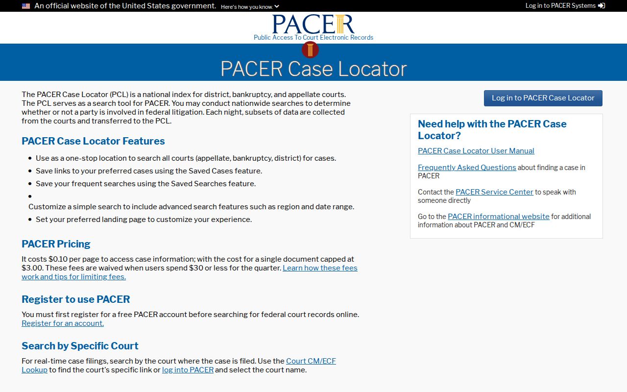 Walkertown court docket federal PACER case locator reference