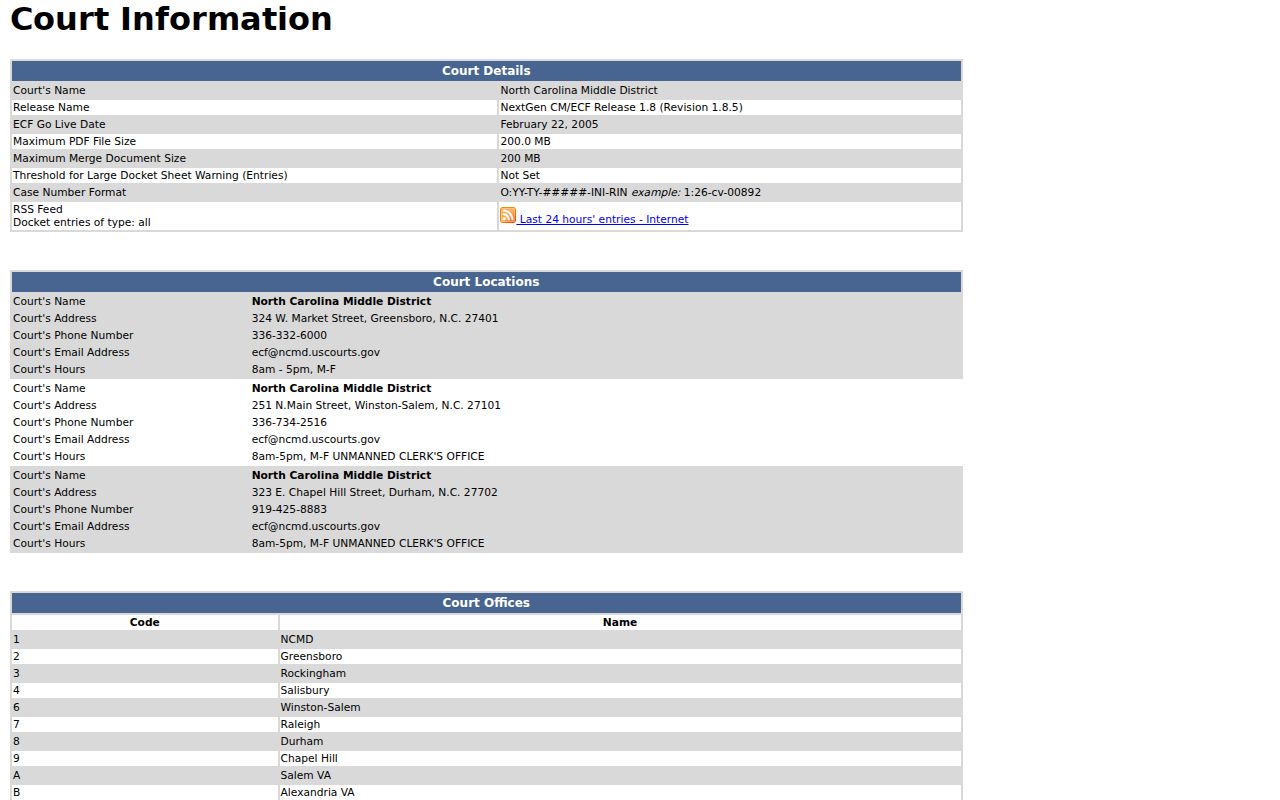Winston-Salem court docket federal CM ECF distinction